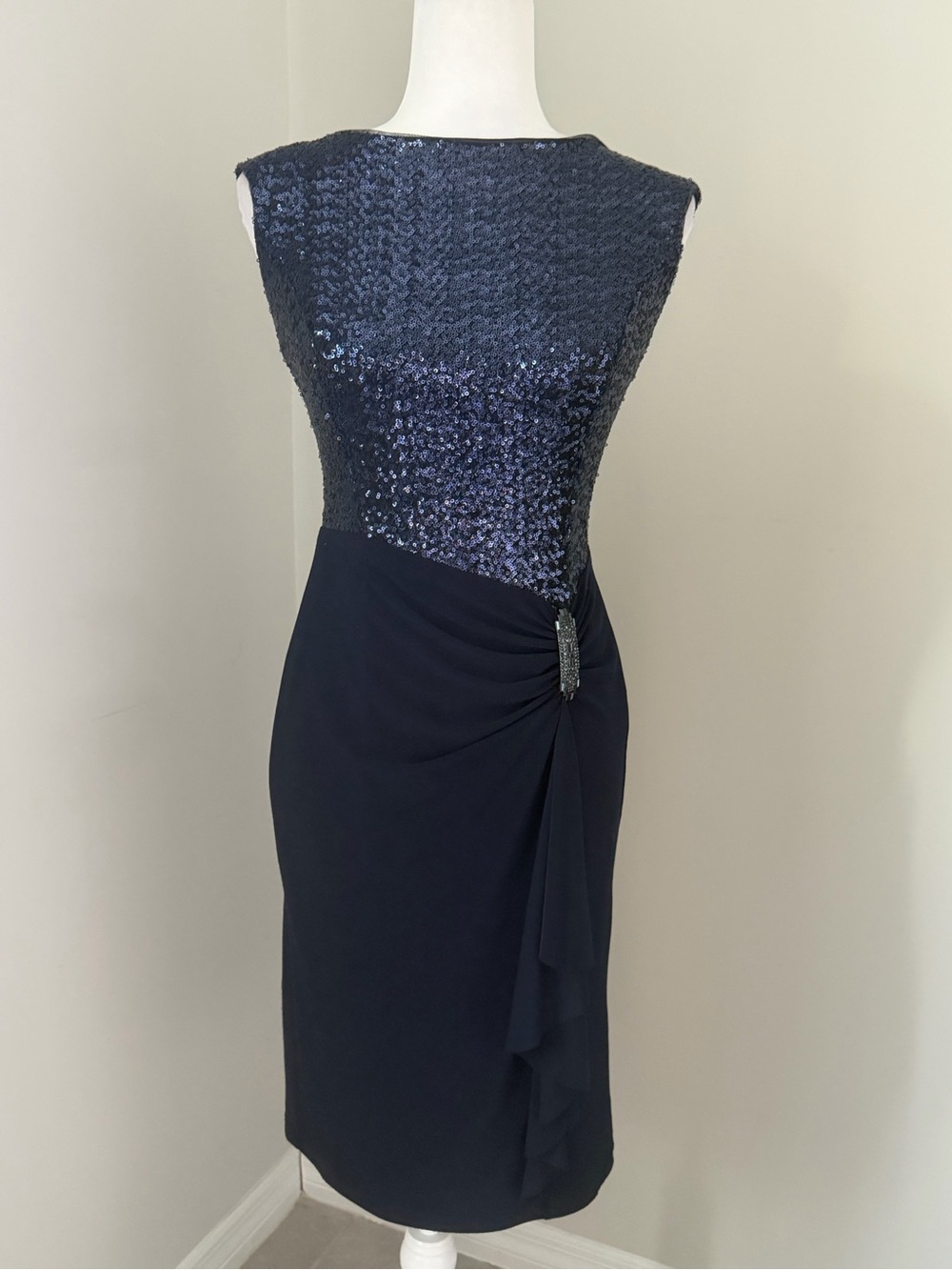 LAUREN Ralph Lauren Navy Sequin Cocktail Dress Size 0